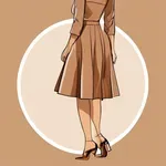 high-waisted brown A-line skirt image